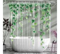 Xlabor Cortina de ducha transparente con flores, 180 x 200 cm, antimoho, impermeable, de EVA, con 12 ganchos, para cuarto de baño, diseño C