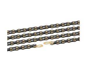 XLC CC-C08 - Cadena para Bicicleta, Color Negro y Dorado, 1/2 x 11/128