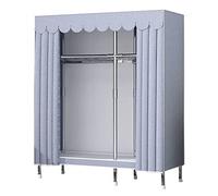XLDZ Armario portátil de tubo de acero con barra para colgar y cubierta de tela para dormitorio, sala de estar (gris, 165 x 45 x 170 cm)