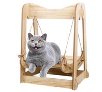 XLDZ Cama colgante de madera prémium para gatos, perros, conejos, gatitos y animales pequeños, tumbona para mascotas, estilo hamaca acogedora (Katzenmodell)