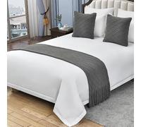 XLDZ Camino de cama de punto suave y agradable al tacto y almohadas a juego con patrón de diamantes, manta para cama de hotel y decoración versátil del hogar (gris, 210 x 60 cm para cama de 1,5 m)