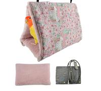 XLDZ Casa de nido de pájaros cálida de invierno con almohadilla térmica USB, acogedora cabaña de calefacción para periquitos, extraíble, lavable a máquina, para pájaros de mascotas (rosa)