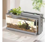 XLDZ Kit de inicio de acuario con bomba de aire, pecera pequeña de escritorio, diseño decorativo silencioso para peces betta y camarones (con luz)
