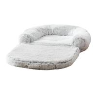XLDZ Sofá cama 2 en 1 para perros y humanos, espuma viscoelástica ortopédica, funda de piel lavable, punto relajante calmante (gris claro)