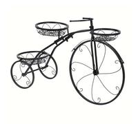 XLDZ Soporte vintage para macetas de bicicleta con 3 cestas, diseño de triciclo de metal, soporte para carrito de flores para decoración de jardín al aire libre