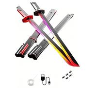 XLDZR 2 sables de luz iridiscentes de 31,5 Pulgadas con Sonido Sensible al Impacto y Efecto de Niebla | Carga Tipo C | Perfectos for Fiestas Rave, Cosplay y presentaciones