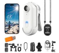 XLDZR POV Camera Pro, cámara de Captura POV Impermeable 4k Pro, cámaras corporales 4s con grabación de Audio y vídeo, Gran Angular de 170°, for esquí, Ciclismo, natación(4K-White,128G)