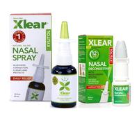 Xlear Spray Nasal Natural con Xilitol Pack 12 Horas Formato Regular 45 ml y Viaje 15 ml Hidratante para la Sequedad Nasal Solución Salina Suave 2 Piezas