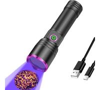 XLENTGEN Linterna UV 365nm Recargable, Profesionales Luz Ultravioleta Negra Linterna, Luz Negra para Detección de Orina de Mascotas, Endurecimiento de Resina, Escorpión, Búsqueda de Rocas, A/C Fuga
