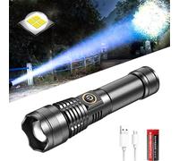 XLENTGEN Linternas LED Alta Potencia 200000 Lúmenes Linterna LED Recargable con Batería de 7200 mAh, 5 Modos Linterna Táctica Impermeable para Camping, Senderismo, Emergencia