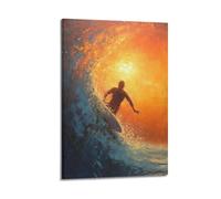 XLFNUN Póster decorativo de montando el viento y las olas, lienzo para pared e impresión artística moderna para decoración de dormitorio familiar, 60 x 90 cm