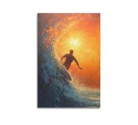 XLFNUN Póster decorativo de montando el viento y las olas, lienzo para pared e impresión artística moderna para decoración de dormitorio familiar, 20 x 30 cm