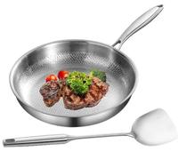 XLGNXXL Sartén Profesional de Titanio Martillado con Tapa, 2025 sartenes antiadherentes multifuncionales, ultraduraderas y Resistentes a los arañazos para cocinar Silver,28cm