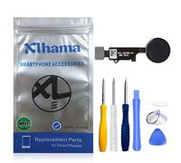 Xlhama - Botón de inicio para iPhone 7/7 Plus/8/8 Plus (negro) Botón universal con conector de mantel Flex marco de metal protector de botón y junta de goma preinstalada