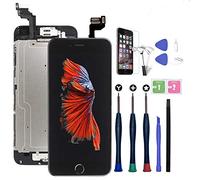 Xlhama Pantalla táctil LCD para iPhone 6S, color negro con botón de inicio, cámara frontal, sensor de proxidación, altavoz, herramientas y protector de pantalla de vidrio templado
