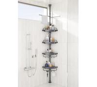 XLHOMO Estante de Ducha esquinero Ajustable Inoxidable de 81 a 310 cm con Barra de tensión, sin Necesidad de taladrar, para el baño, bañera, Lavabo, 4 Niveles estables y Barras de Toalla, Color Gris