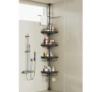XLHOMO Organizador de Ducha de Esquina de 32 a 122 Pulgadas, Barra de tensión, Color Negro, estantes de Ducha inoxidables sin taladros para baño, bañera, Lavabo, Organizador de Ducha Ajustable con