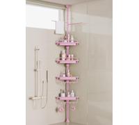 XLHOMO Organizador de Ducha de Esquina de 32 a 122 Pulgadas, Color Rosa, estantes de Ducha inoxidables sin taladros para baño, bañera, Lavabo, Organizador de Ducha Ajustable con estantes estables de