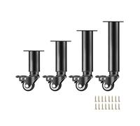 XLHWJCP 4Pcs Patas de Mesa de Altura Ajustable, con Rueda Universal, con Freno, Pies de Soporte para Muebles Resistentes, para Sofás, Mesas de Comedor Móviles de Camping (48-72cm,Black)