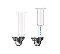 XLHWJCP 4Pcs Patas de Metal Ajustables para Muebles con Rueda y Freno, Pies de Soporte de Repuesto Resistentes, para Sofá, Cama, Silla, Sillón, Tocador y Mesa (14-17cm,White)