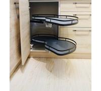 XLHWZS Organizador de esquina mágico for gabinete de cocina, bandeja oscilante de 2 niveles, gabinete de almacenamiento de esquina, cada bandeja se balancea de forma independiente(Pull Out Right)