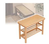 XLIHAWY 11.8'' D X 16.1'' H Banco Largo, Zapatero Estante Almacenamiento | Taburete Con Almacenamiento De 3 Niveles Con Ratán Asiento Ahorro Espacio(Amarillo,80x30x41cm)