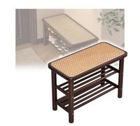 XLIHAWY 11.8'' D X 16.1'' H Banco Largo, Zapatero Estante Almacenamiento | Taburete Con Almacenamiento De 3 Niveles Con Ratán Asiento Ahorro Espacio(marrón,100x30x41cm)
