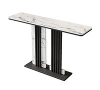 XLIHAWY Consola Moderna, 39''/47''/59'' Piedra Sinterizada Estrecha Larga Recibidor Mesa Auxiliar para Sofá, Mesa Decorativa con Base Metal(E,150x30x80cm)