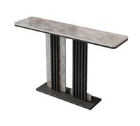 XLIHAWY Consola Moderna, 39''/47''/59'' Piedra Sinterizada Estrecha Larga Recibidor Mesa Auxiliar para Sofá, Mesa Decorativa con Base Metal(I,100x30x80cm)
