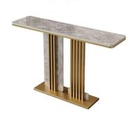 XLIHAWY Consola Moderna, 39''/47''/59'' Piedra Sinterizada Estrecha Larga Recibidor Mesa Auxiliar para Sofá, Mesa Decorativa con Base Metal(J,120x30x80cm)