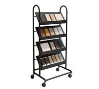 XLIHAWY Expositor Baldosas Pie Muestrario con Poleas Universales 4 Niveles Pie Plantillas Estante Organizador para Tiendas Minoristas(80x35x120cm)