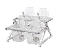 XLIHAWY Juego Especieros, Grande Enfriado Con Hielo Organizador Condimentos, Soporte Acero Inoxidable Bandeja Para Servir Guarniciones(36x36x21cm)