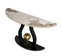 XLIHAWY Mesa Entrada Semicircular 100 Cm/120 Cm/140 Cm, Mesa Pared Semicircular con Patas Curvas, Tablero Piedra Sinterizada(Black,120x35x80cm)