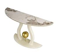 XLIHAWY Mesa Entrada Semicircular 100 Cm/120 Cm/140 Cm, Mesa Pared Semicircular con Patas Curvas, Tablero Piedra Sinterizada(Blanco,100x35x80cm)