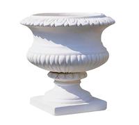 XLIHAWY Pedestal Escultórico para Exteriores, Soporte para Plantas con Forma Columna, Acabado En Piedra Antigua Pilar Romano para Entrada Porche Jardín(Blanco,18x18x31cm)