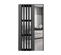 XLIHAWY Puerta Acordeón para Interiores, Ahorra Espacio Diseño Plegable con Manija Abierta Cortina para Puerta Armario con Panel Acrílico para Cocina Baño(Black,200x180cm)