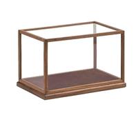 XLIHAWY Vitrina Transparente, Fácil Montaje Escaparate Contenedores Almacenamiento Transparentes, Caja Vidrio para Almacenamiento Apilable con Base Madera(30x18x18cm)