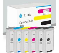 XLink - Juego de 6 Cartuchos Tinta Impresora para Impresora, Compatibles con HP 72 (MBK/PBK/C/M/Y/G)