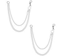 XLIUAX 2 unidades Hip Hop Hosenkette, doble capa gótico punk pantalones cadena metal hiphop Jeanskette Hose Skelett Kette Punk Schlüsselanhänger für Männer Herren Damen