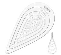 XLIUAX 6 plantillas circulares de 1/2/3/4/5/6 pulgadas con anillos con bisagras, plantillas de acrílico transparente para cortar tela, medidas de precisión y costura (b)