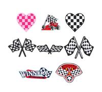 XLIUAX 8 parches de Fórmula 1 para planchar para disfraz, banderas de carreras a cuadros, parches de bandera de carreras F1, para bolsos, sombreros, chaquetas, motociclistas, motocicletas