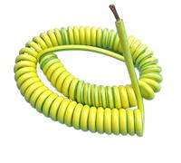 XLJP Cable espiral de resorte de 5 cables, Cable de tierra amarillo-verde de un solo núcleo 20/18/17/15/13/11/9/7AWG, Cable retráctil de cobre, Cable telescópico, 1 ud.(Stretch 4 Meters,9AWG 6mm2)