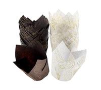 XLKJ 100 Pcs Papel para Hornear, Papel para Magdalenas, Tulipanes de Hornear Tazas para Postres Cocina Hornear Pastel Tarta Cumpleaños Bodas Fiesta