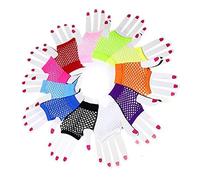 XLKJ 12 Pares Guantes de Red para Boda - Guantes sin Dedos de Rejilla para Mujeres, Cortos para Fiesta