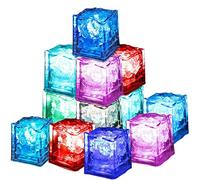 XLKJ 12 Pcs Cubitos de Hielo LED Colorido y Reutilizable decorativo para fiesta, boda, club y bar ect