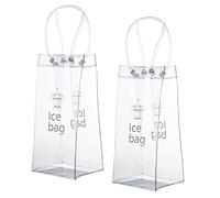 XLKJ 2 Pcs Bolsa de Vino de Hielo Transparente, Champagne Cubitera Plegable, Enfriador de Botellas de Vino, Bolsa de Refrigerador con Mango para Cerveza Vino Blanco Bebidas Heladas