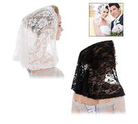 XLKJ 2 Piezas de Velo de Encaje Floral, Velo de Novia de la Boda, Corto Suave Tul Sencillo Encaje Borde