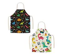 XLKJ 2 Piezas Delantales de Dinosaurio de Niños, Delantales Cocina Niños, Delantal Impermeable para Pintar, Cocinar, Hornear, Jardín, Cocina