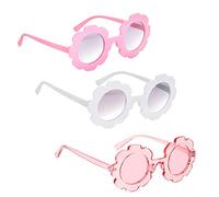 XLKJ 3 Pares Gafas de Sol para Niñas, Gafas de Sol de Flor Redonda de Playa para Niña Niño, Gafas de Sol Linda al Aire Libre para Chica Chico