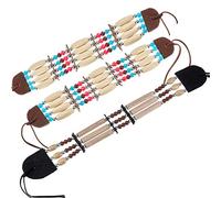 XLKJ 3 Pcs Collar de Cuentas de Tubo para Accesorios de Trajes, Joyas Étnicas de Cuentas para Mujer y Hombre, Collar Indio Disfraces de Navidad para Cosplay